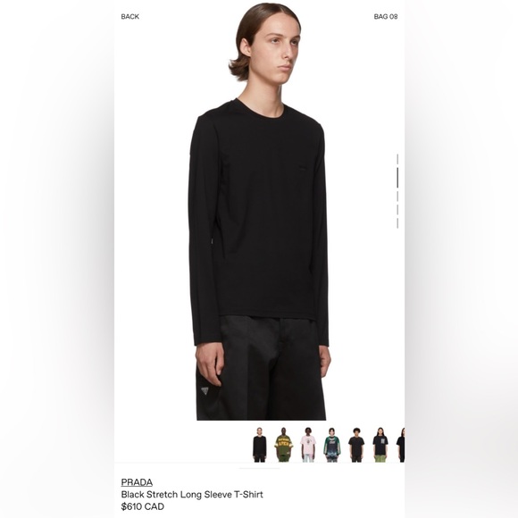 Prada Black Stretch Long Sleeve T-Shirt (size XL) - Picture 5 of 8